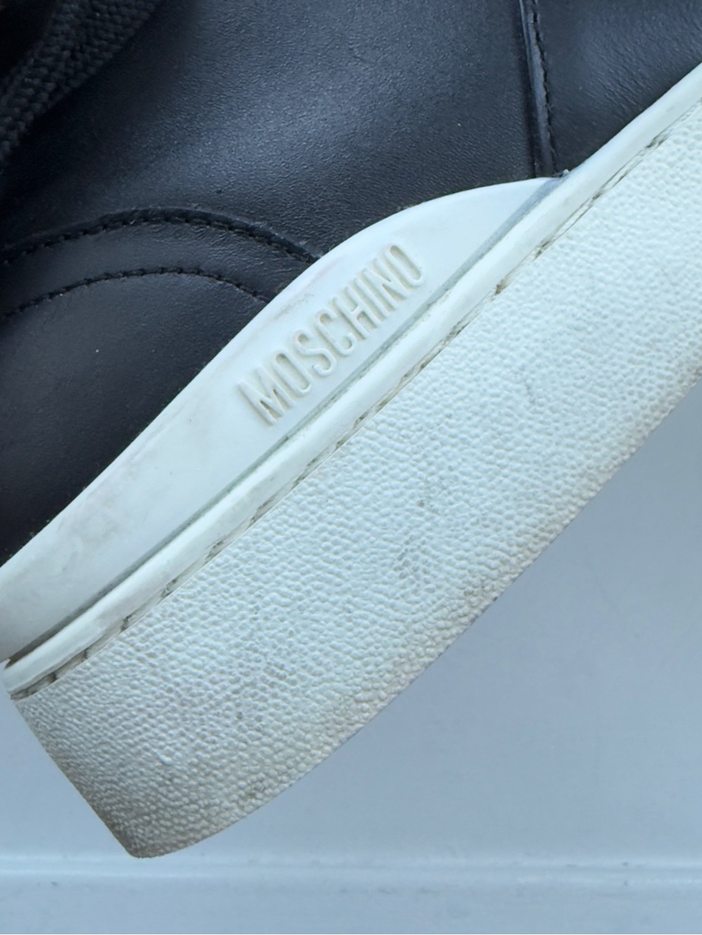 Moschino Pearl High Top Leather Sneakers black & gold EU 36 made in Italt - Picture 12 of 15